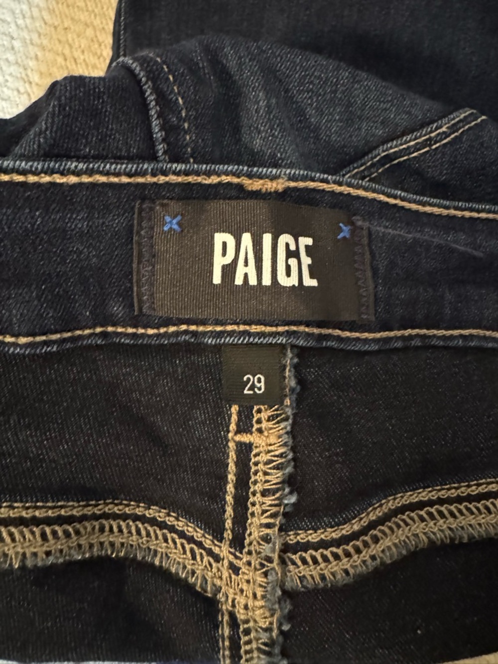 PAIGE Dark Blue High Rise Manhattan Denim - Picture 6 of 7
